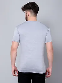 Stylish Polyester Spandex Grey And Yellow Solid Round Neck T-shirt For Men- Pack Of 2-thumb1