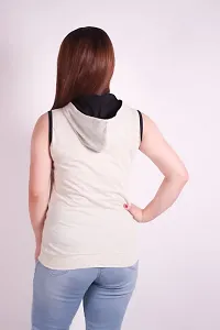 MYO Sleeveless Hoodie for Women Cotton Regular Fit Hooded T-Shirt for Girls-thumb1
