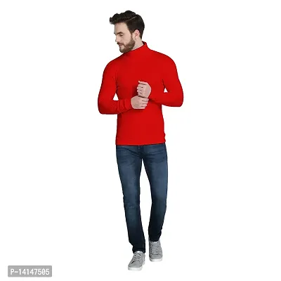 MYO Men's Full Sleeves Turtle Neck/high Neck t Shirt | Sweatshirt|Hoodies Red-thumb4