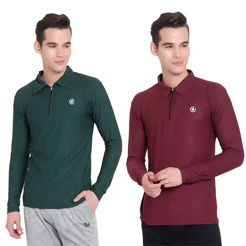 Full-sleeve Round Neck Polyester Tees Combo for Men (Pack of 2)