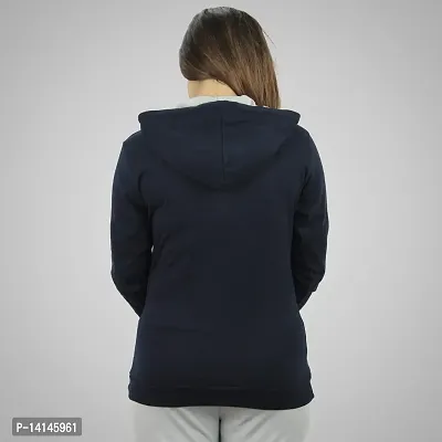 MYO Women's Full Sleeve Hooded Neck T Shirt Navy-thumb2