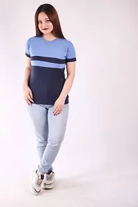 MYO Cotton Blend Round Neck Half Sleeve Regular Fit Solid T-Shirt for Women  Girls-thumb4