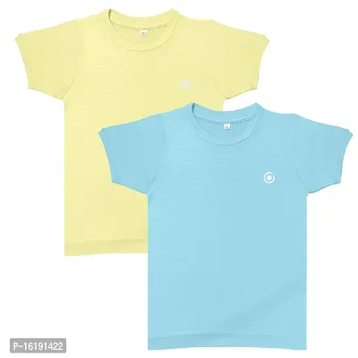 Stylish Cotton Multicoloured Solid T-shirt For Boys- Combo Of 2