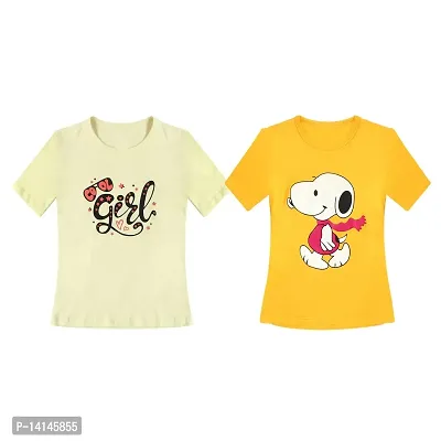 MYO Girls' Cotton Half Sleeves T-Shirt | Regular Fit T-Shirt for Girls Combo Pack of 2