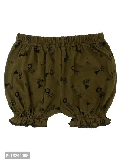 Stylish Cotton Blend Olive Printed Hot Pant For Kids- Combo Of 1