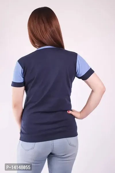 MYO Cotton Blend Round Neck Half Sleeve Regular Fit Solid T-Shirt for Women  Girls-thumb2