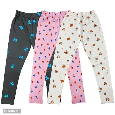 Stylish Fancy Multicoloured Cotton Printed Leggings Combo For Girls Pack Of 3-thumb0