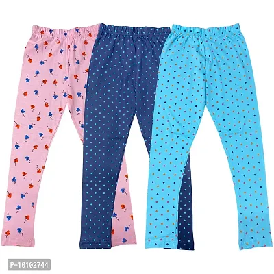 Stylish Fancy Multicoloured Cotton Printed Leggings Combo For Girls Pack Of 3-thumb0