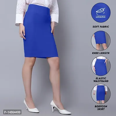 Elegant Blue Lam Lam Solid Skirt For Women-thumb4
