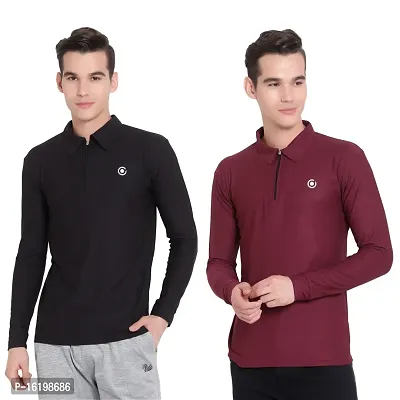 Stylish Fancy Polyester Solid Polos T-Shirts For Men Pack Of 2