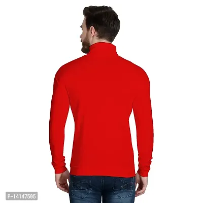 MYO Men's Full Sleeves Turtle Neck/high Neck t Shirt | Sweatshirt|Hoodies Red-thumb2