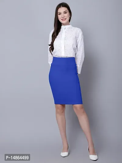 Elegant Blue Lam Lam Solid Skirt For Women-thumb5