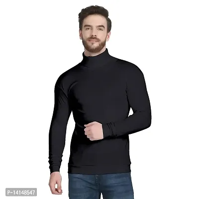 MYO Men's Full Sleeves Turtle Neck/high Neck t Shirt | Sweatshirt|Hoodies Charcoal