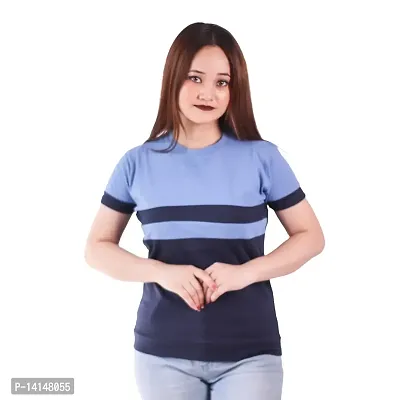 MYO Cotton Blend Round Neck Half Sleeve Regular Fit Solid T-Shirt for Women  Girls-thumb0