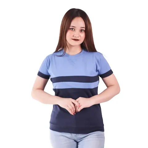 MYO Cotton Blend Round Neck Half Sleeve Regular Fit Solid T-Shirt for Women & Girls