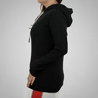 MYO Women's Full Sleeve Hooded Neck T Shirt Black-thumb2