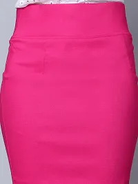 Elegant Pink Satin Solid Skirt For Women-thumb2