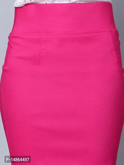 Elegant Pink Satin Solid Skirt For Women-thumb3