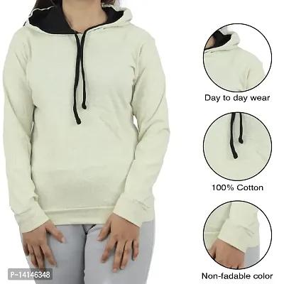 MYO Women's Full Sleeve Hooded Neck T Shirt Pack of 2 Black-Cream-thumb5