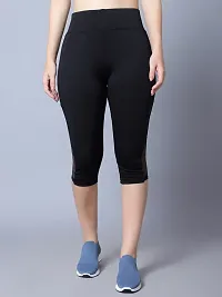 Elegant Black Polyester Solid Capris For Women-thumb1