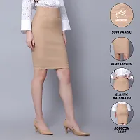 Elegant Tan Satin Solid Skirt For Women-thumb3