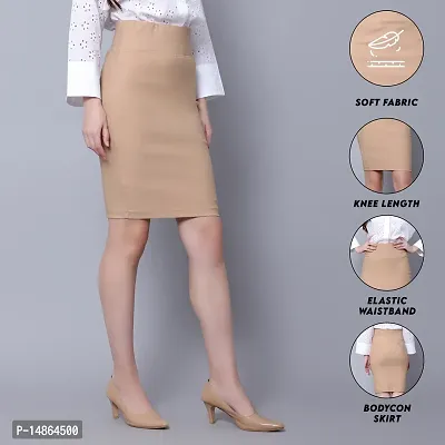 Elegant Tan Satin Solid Skirt For Women-thumb4