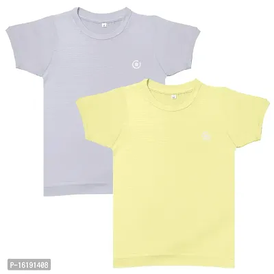 Stylish Cotton Multicoloured Solid T-shirt For Boys- Combo Of 2