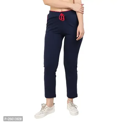 Stylish Navy Blue Cotton Trouser For Women-thumb0