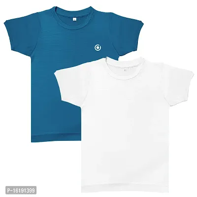 Stylish Cotton Multicoloured Solid T-shirt For Boys- Combo Of 2