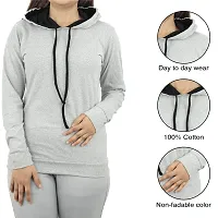 MYO Women's Full Sleeve Hooded Neck T Shirt Pack of 2 Black-Grey-thumb4