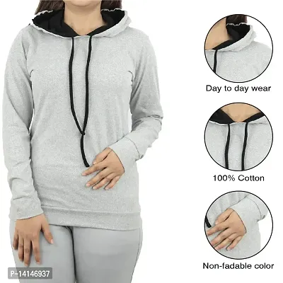 MYO Women's Full Sleeve Hooded Neck T Shirt Pack of 2 Black-Grey-thumb5
