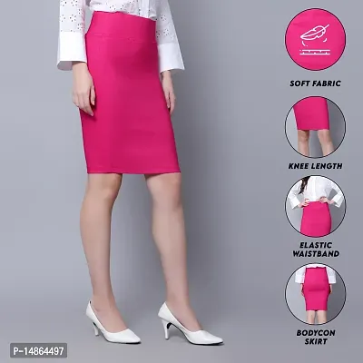 Elegant Pink Satin Solid Skirt For Women-thumb4