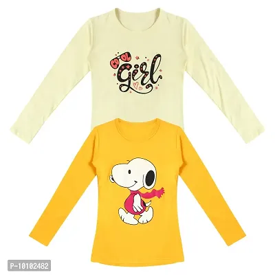 Stylish Fancy Cotton Printed Full Sleeves T-Shirts Combo For Girls Pack Of 2