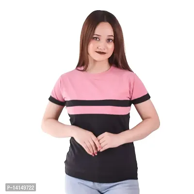 MYO Cotton Blend Round Neck Half Sleeve Regular Fit Solid T-Shirt for Women  Girls