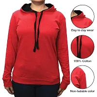 MYO Women's Full Sleeve Hooded Neck T Shirt Pack of 2 Pink-Red-thumb4