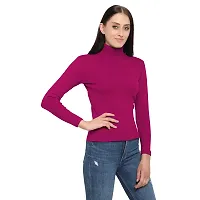 MYO Casual Full Sleeve High Neck | Turtle Neck Cotton T-Shirt for Women/Girls (Rani)-thumb3