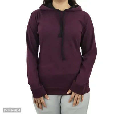 MYO Women's Full Sleeve Hooded Neck T Shirt Wine