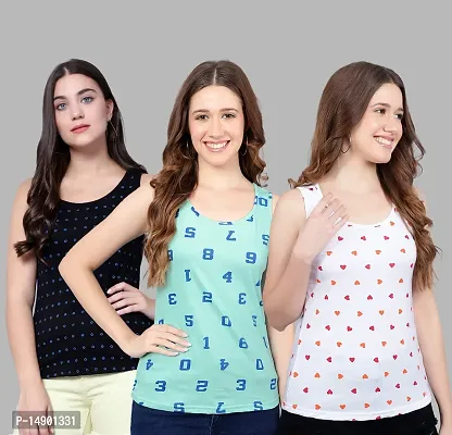 Elegant Multicoloured Cotton Lycra Printed Top For Women Pack Of 3