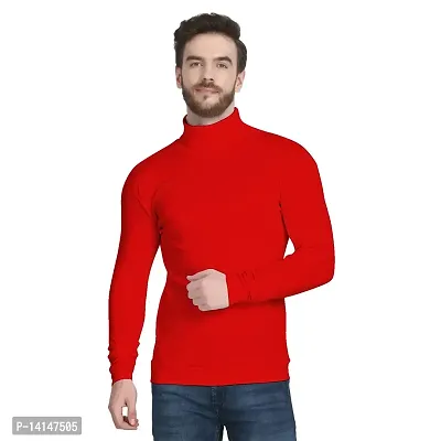 MYO Men's Full Sleeves Turtle Neck/high Neck t Shirt | Sweatshirt|Hoodies Red-thumb0