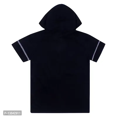 Stylish Black Cotton Solid Tees For Boys-thumb2