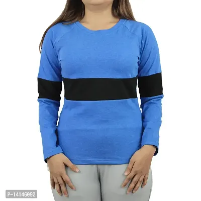 MYO Cotton Regular Fit Full Sleeve Striped T-Shirt for Women