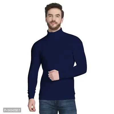 MYO Men's Full Sleeves Turtle Neck/high Neck t Shirt | Sweatshirt|Hoodies Navy