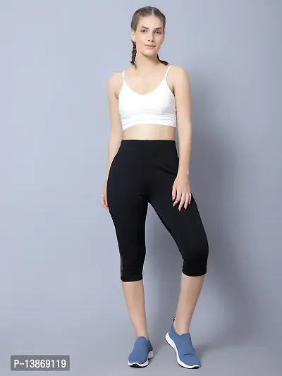 Elegant Black Polyester Solid Capris For Women-thumb5