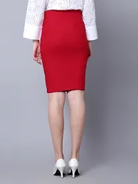 Elegant Red Lam Lam Solid Skirt For Women-thumb1
