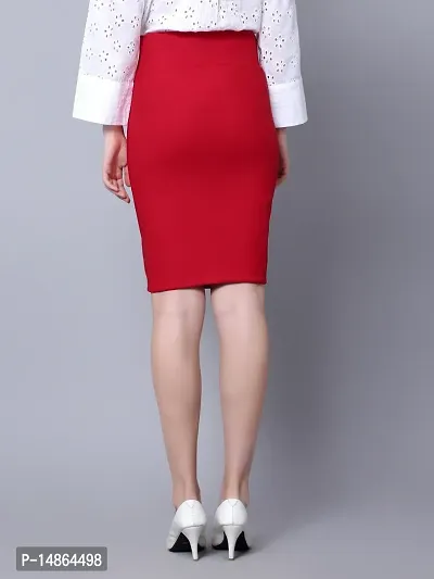 Elegant Red Lam Lam Solid Skirt For Women-thumb2