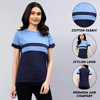 MYO Cotton Blend Round Neck Half Sleeve Regular Fit Solid T-Shirt for Women  Girls-thumb3