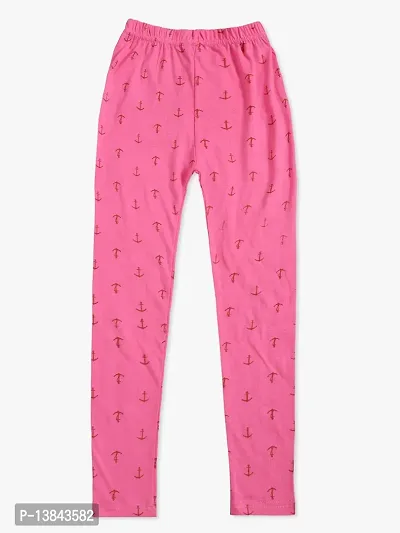 Fabulous Pink Cotton Printed Leggings For Girls