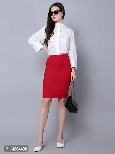 Elegant Red Lam Lam Solid Skirt For Women-thumb5