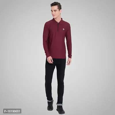 Stylish Fancy Polyester Solid Polos T-Shirts For Men-thumb5