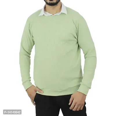 MYO Mens Round Neck Full Sleeve Winter Cotton Rib Lycra Sweater-thumb0